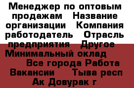 Менеджер по оптовым продажам › Название организации ­ Компания-работодатель › Отрасль предприятия ­ Другое › Минимальный оклад ­ 25 000 - Все города Работа » Вакансии   . Тыва респ.,Ак-Довурак г.